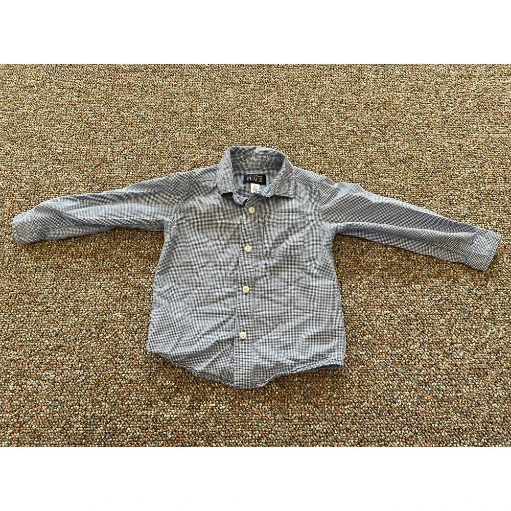 The Children's Place Boys Checkered Button Up Shirt‎ 3T